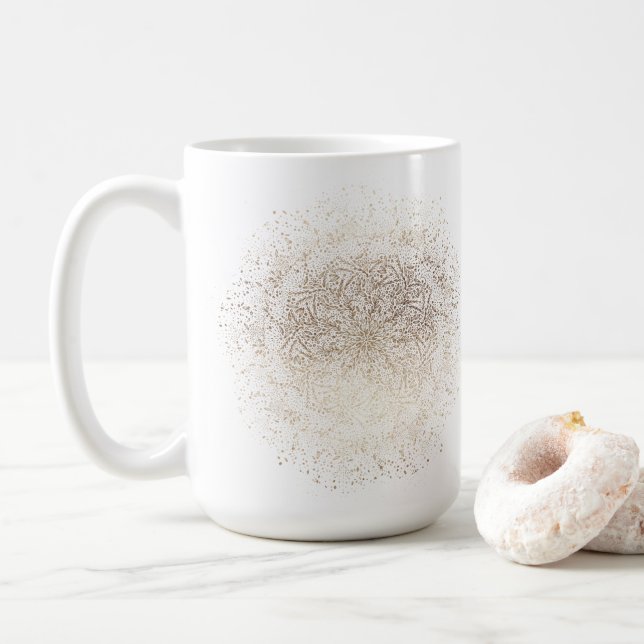 Guld Snöflinga Jul Högtidlig Kaffe Mugg (Med munk)