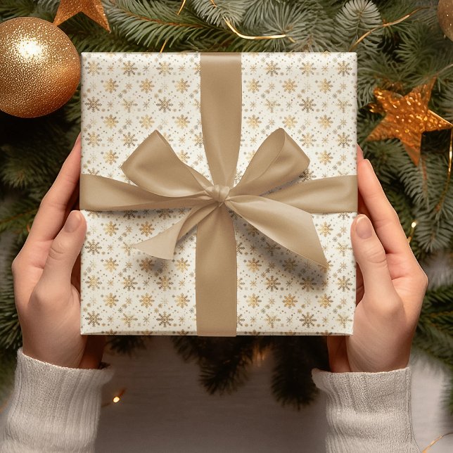 Guld Snöflinga Jul Presentpapper (Skapare uppladdad)