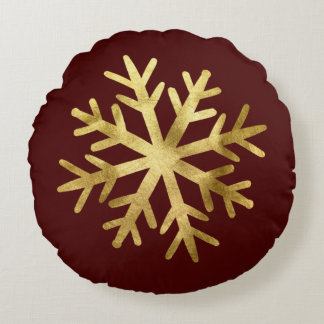 Guld Snöflinga Jul Rund Kudde