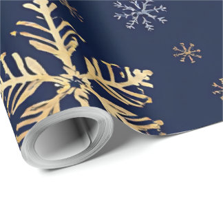 Guld Snöflinga Mönster Inpackningspapper Presentpapper