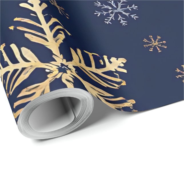 Guld Snöflinga Mönster Inpackningspapper Presentpapper (Rulle Hörn)