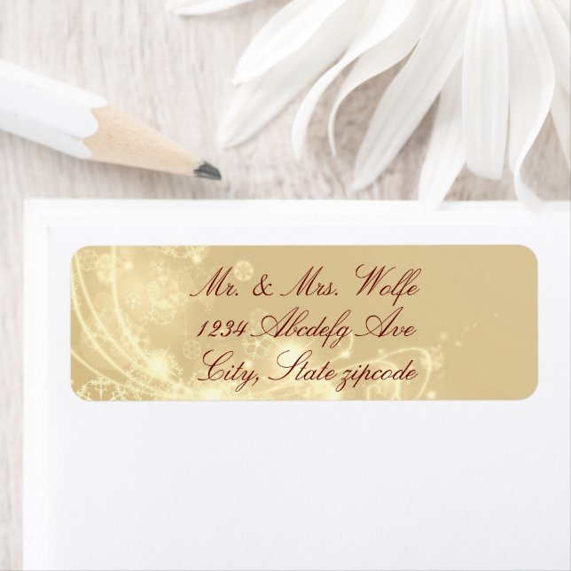Guld snöflingan elegant vinter returadress etikett (Insitu)
