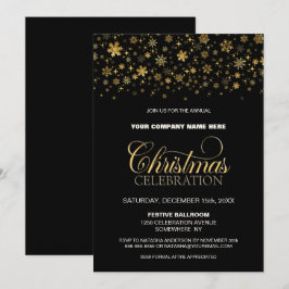 Guld Snöflingor Black Corporate jul Party Inbjudningar