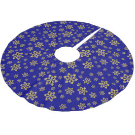 Guld Snöflingor Blue Julgransmatta Borstad Polyester