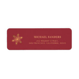 Guld snöflingor den moderna julafton returadress etikett