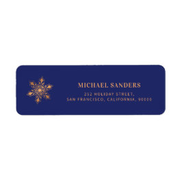 Guld snöflingor den moderna julafton returadress etikett