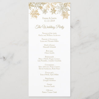 Guld Snöflingor Elegant Vinterjulkort Program