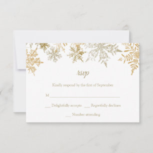 Guld Snöflingor Elegant Vintervinter Bröllopjul OSA Kort
