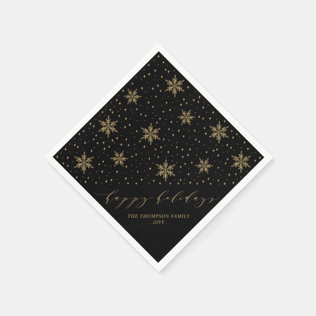 Guld Snöflingor Glad helg jul Party Pappersservett (Hörn)