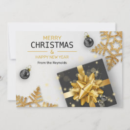 Guld Snöflingor i julklappen Bollar Black Gift Box Julkort