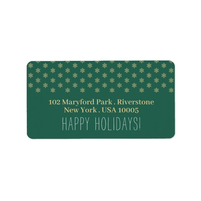 Guld Snöflingor, jul Adressetikett (Framsidan)