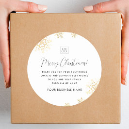 Guld Snöflingor Jul Anpassat Företag Logo Företag Runt Klistermärke