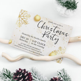 Guld Snöflingor jul Party Inbjudningar