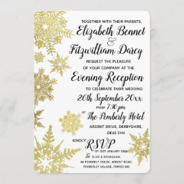 Guld Snöflingor Kväll Invitation Inbjudningar