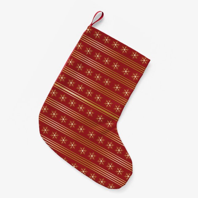 Guld Snöflingor om den röda julen mönster Liten Julstrumpa (Framsidan (Hängande))