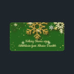Guld snöflingor om grönten Iriska gaeliska jul Adressetikett<br><div class="desc">Golden glitter-effekten snöflingor Irish Gaelic-julen och nyårsetiketten. Texten på iriska gaeliska säger: God jul och Gott nytt år till dig (plural). Du kan justera texten enligt dina krav.</div>
