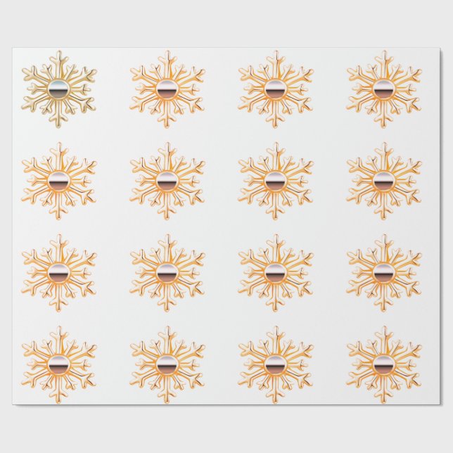 Guld Snöflingor om Papper för vit inkapsling Presentpapper (Platt)