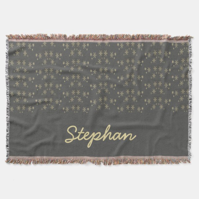 Guld snöflingor på grått filt (Framsidan)