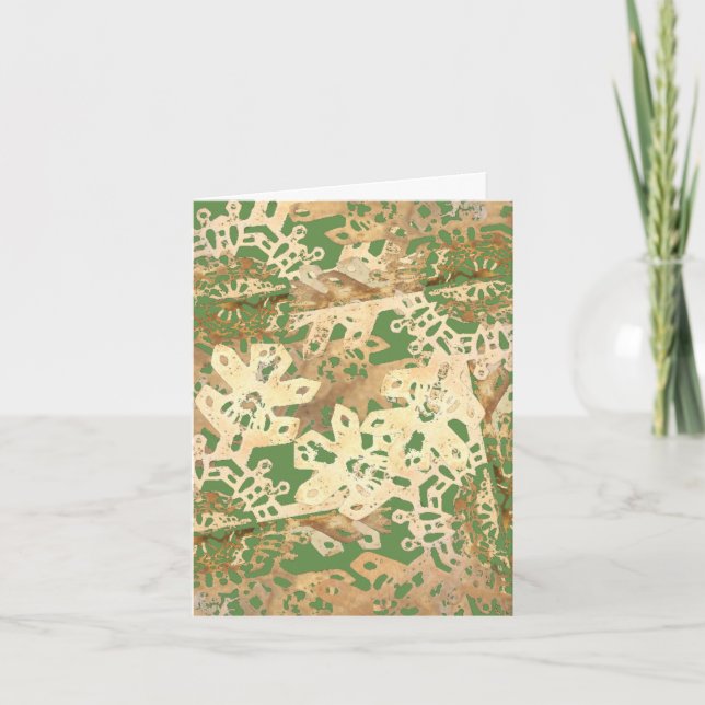 Guld Snöflingor på Grönten Helgkort (Framsida)