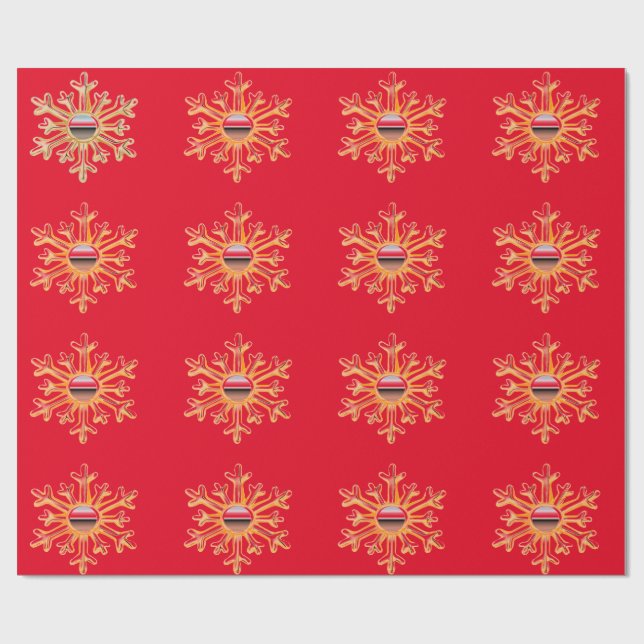 Guld Snöflingor på Pappra för rödvitling Presentpapper (Platt)