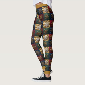 Guld Snöflingor på Velvet-bilden Leggings