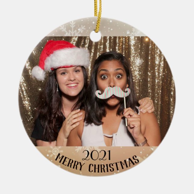 Guld Snöflingor Personlig - jul, prydnad Julgransprydnad Keramik (Framsidan)