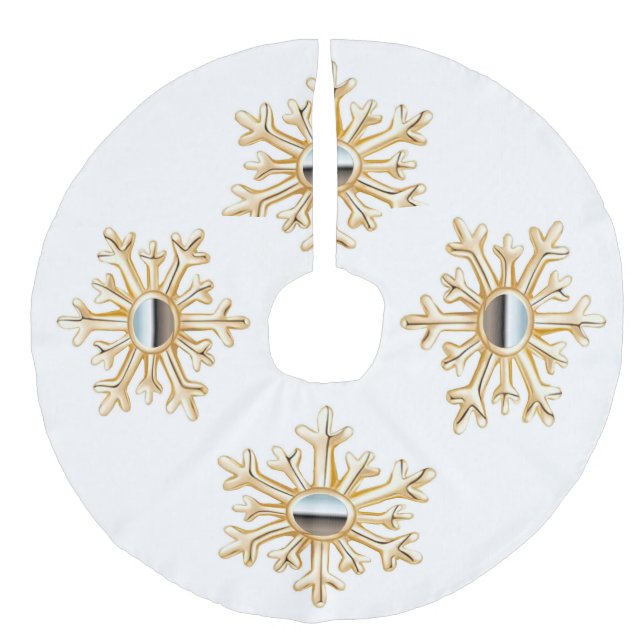 Guld Snöflingor Träd Skirt Julgransmatta Fusklinne (Framsidan)