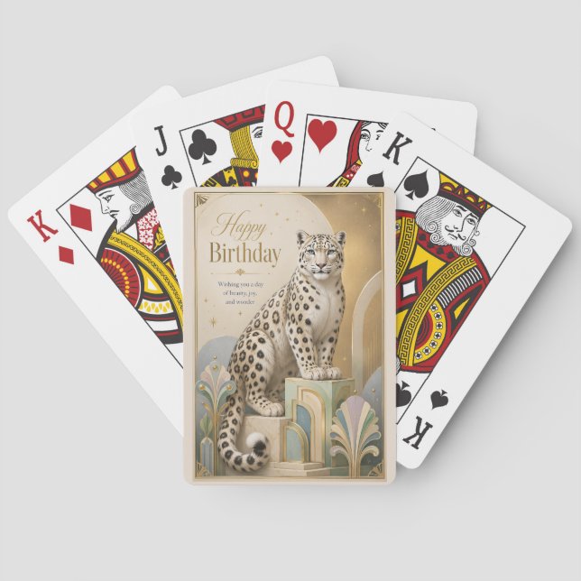 Guld snöleopard födelsedags elegans casinokort (Baksidan)