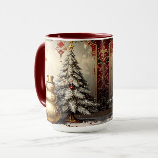 Guld Snömannen Julgran Holiday Mugg (Framsida vänster)