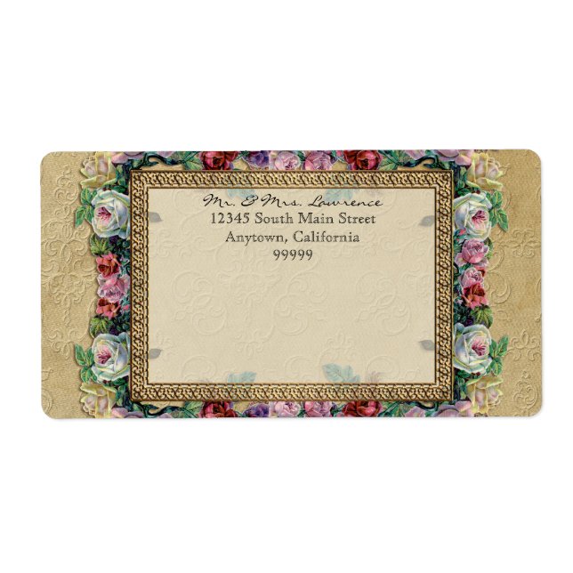 Guld & Snöre Classic Forme Elegant bröllop Adress Fraktsedel (Framsidan)