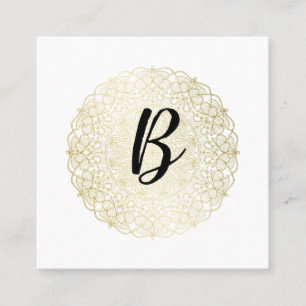 Guld- snöre för elegant Faux - CalligraphyMonogr Fyrkantigt Visitkort