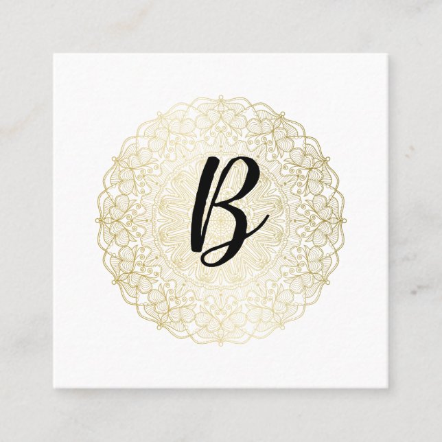 Guld- snöre för elegant Faux - CalligraphyMonogram Fyrkantigt Visitkort (Framsida)