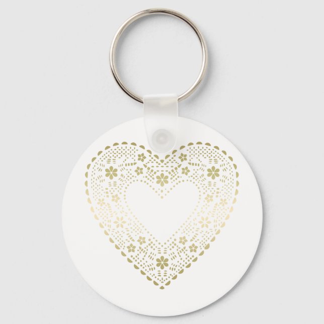 Guld Snöre Heart Nyckelring (Framsida)