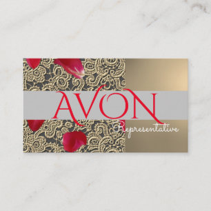 Guld snöre och Rosor Personlig Avon Visitkort