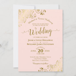 Guld Snöre om den  Eleganten vid Rosa Formellt Brö Inbjudningar