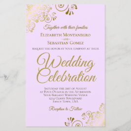 Guld Snöre om inbjudan till Lilac BUDGET-bröllop s