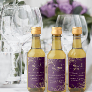 Guld Snöre om Lila vid Plum Bröllop Tack Mini vid  Vinetikett