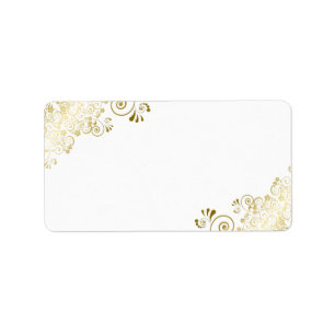 Guld Snöre vid vit Elegant Blank Bröllop Adress Adressetikett
