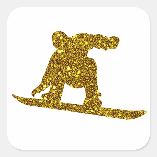 Guld Snowboard Klistermärke (Framsida)
