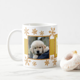 Guld Snowflake 2 Photo Monogram jul Kaffemugg