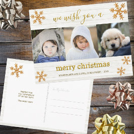 Guld Snowflake 3 Photo God jul Vykort