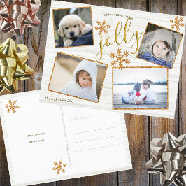 Guld Snowflake 4 Photo Jolly jul Vykort