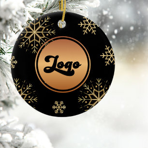 Guld Snowflake Anpassningsbar Logotyp Company Busi Julgransprydnad Keramik