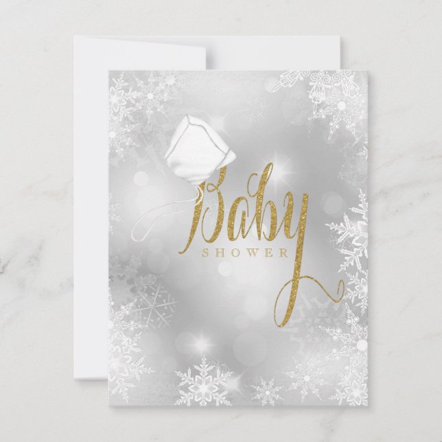 Guld Snowflake Baby Shower OSA Kort (Framsida)