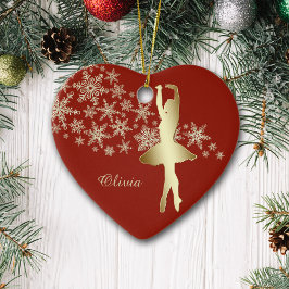 Guld Snowflake Ballerina Red Personlig Julgransprydnad Keramik
