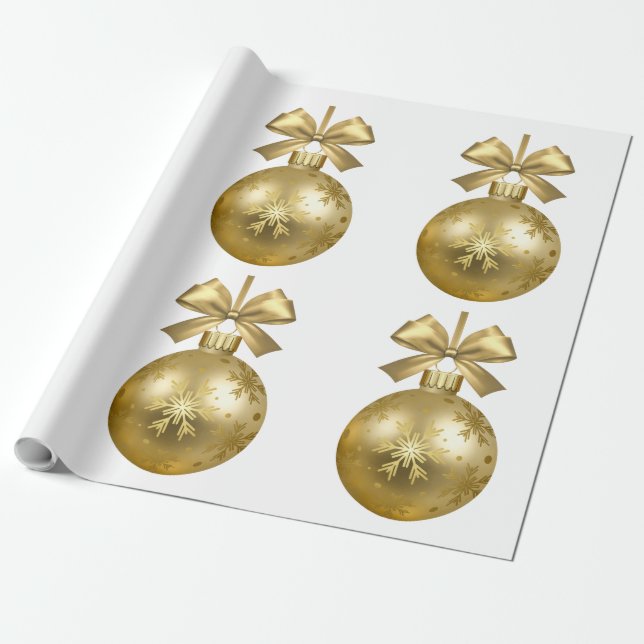Guld Snowflake Bauble Ornament Presentpapper (Utrullad)