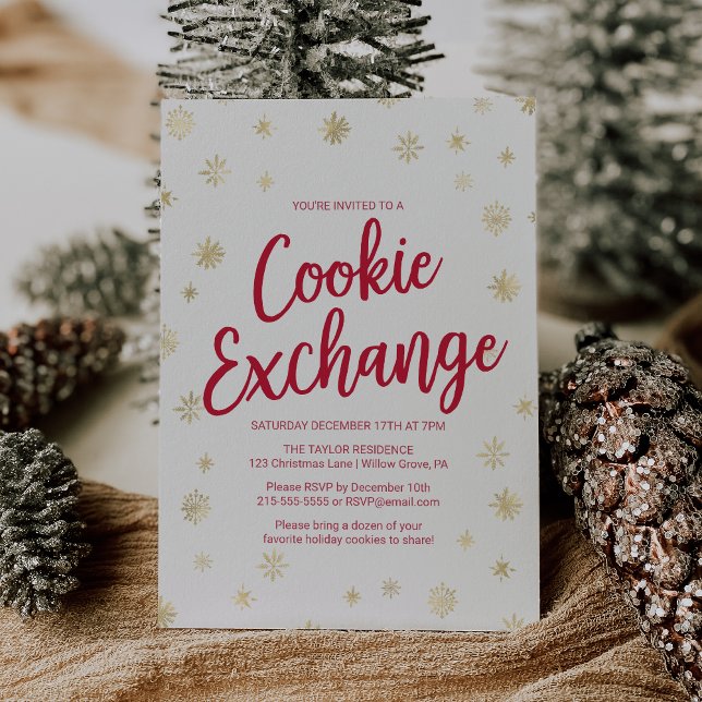 Guld Snowflake Cookie Exchange Inbjudningar (Skapare uppladdad)