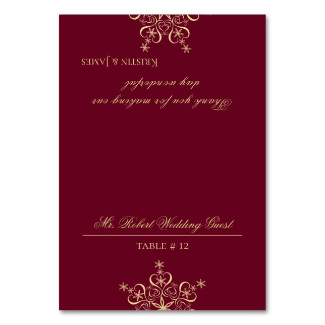 Guld Snowflake DIY Seating Bordsnummer (Framsidan)