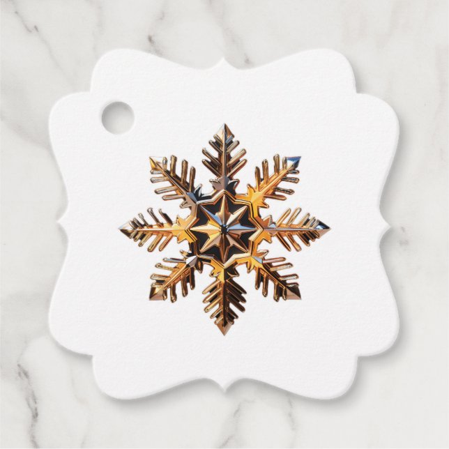 Guld Snowflake Gift Märkre Gåvor Etiketter (Framsida)