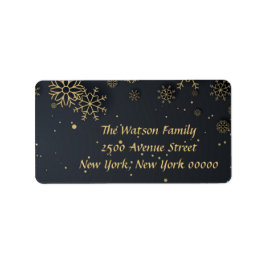 Guld Snowflake God jul adressetikett